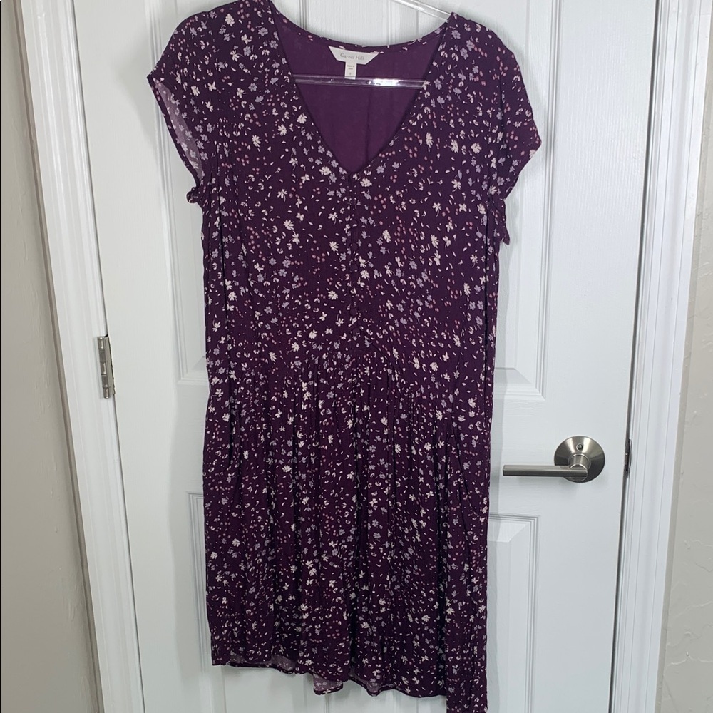 Garnet Hill burgundy floral summer dress size small
